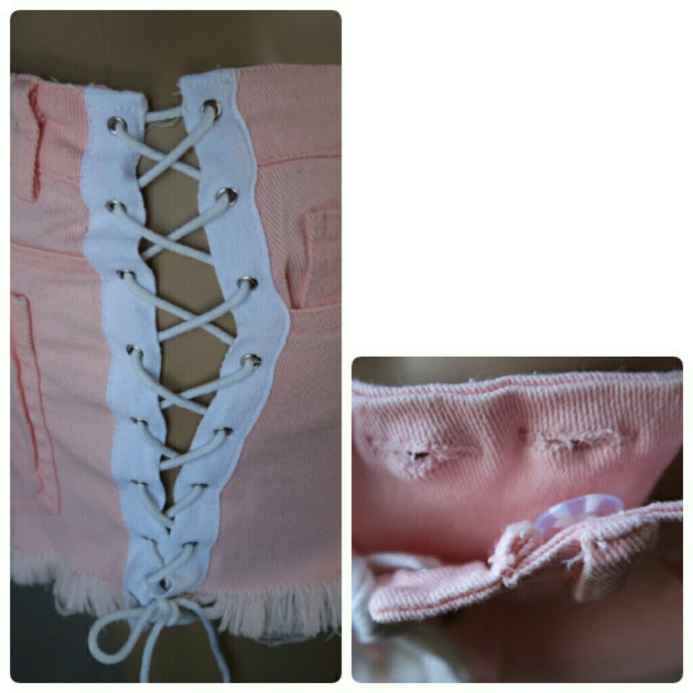 ALMOST GONE! PASTEL PINK LACE UP SHORTS!🌹 - Picture 5 of 7